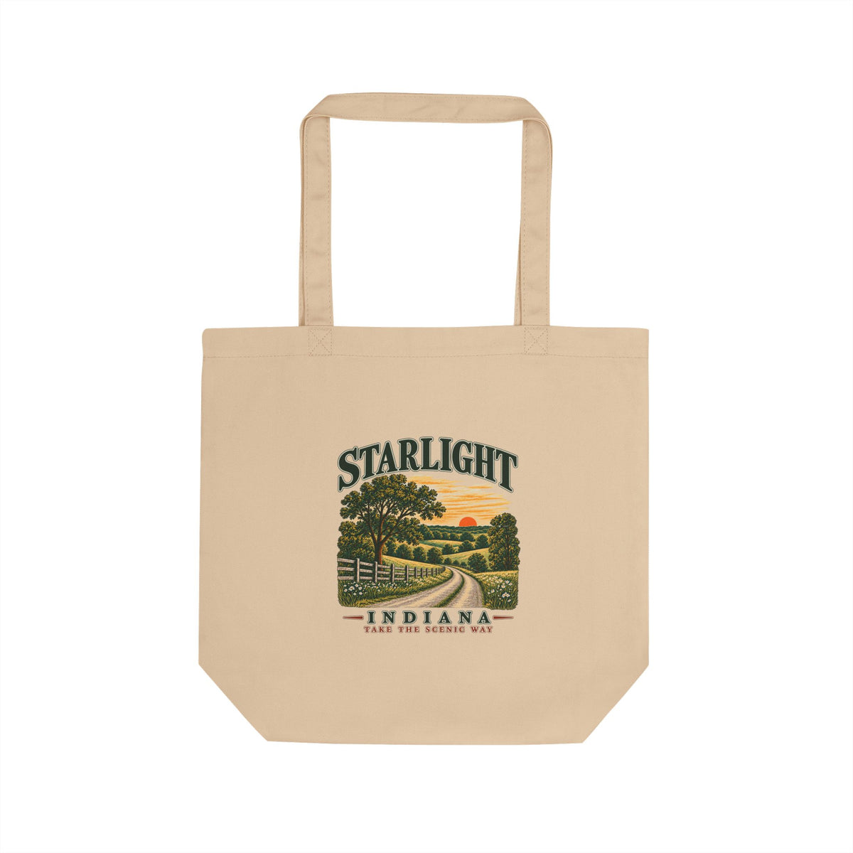 Supplier preview of the Country Roads design on an Oyster Econscious tote bag.