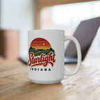 Starlight, Indiana — Retro Sunset Coffee Mug — product mockup