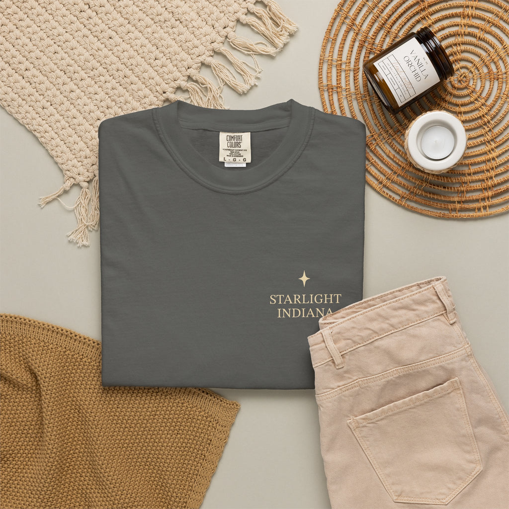 Starlight, Indiana — Starlight Nights Tee on Pepper — supplier-generated preview; physical sample pending