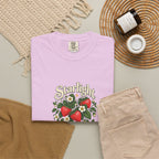 Styled supplier preview of the Strawberry Days tee in Orchid.