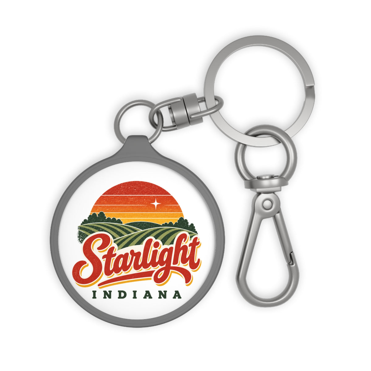 Starlight, Indiana — Retro Sunset Keychain