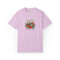 Front supplier preview of the Strawberry Days graphic on an Orchid Comfort Colors tee.