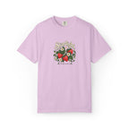 Front supplier preview of the Strawberry Days graphic on an Orchid Comfort Colors tee.