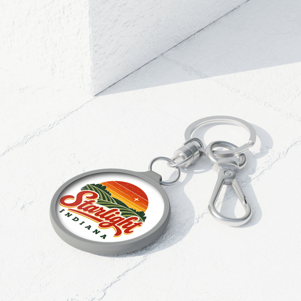 Starlight, Indiana — Retro Sunset Keychain