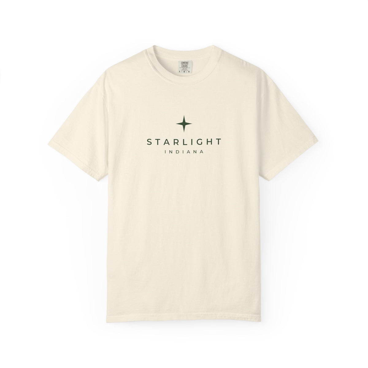 Starlight, Indiana — Simple Star Tee on Ivory — supplier-generated preview; physical sample pending