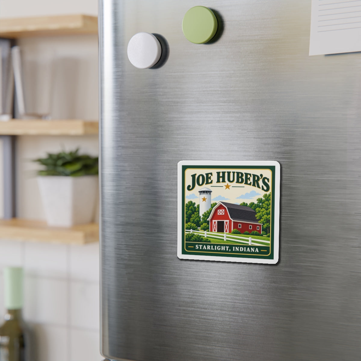 Joe Huber’s — Barnyard Landmark Magnet — product mockup