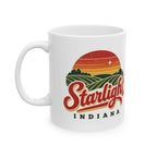 Starlight, Indiana — Retro Sunset Coffee Mug — product mockup