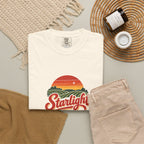 Starlight, Indiana — Retro Sunset Tee on Ivory — supplier-generated preview; physical sample pending